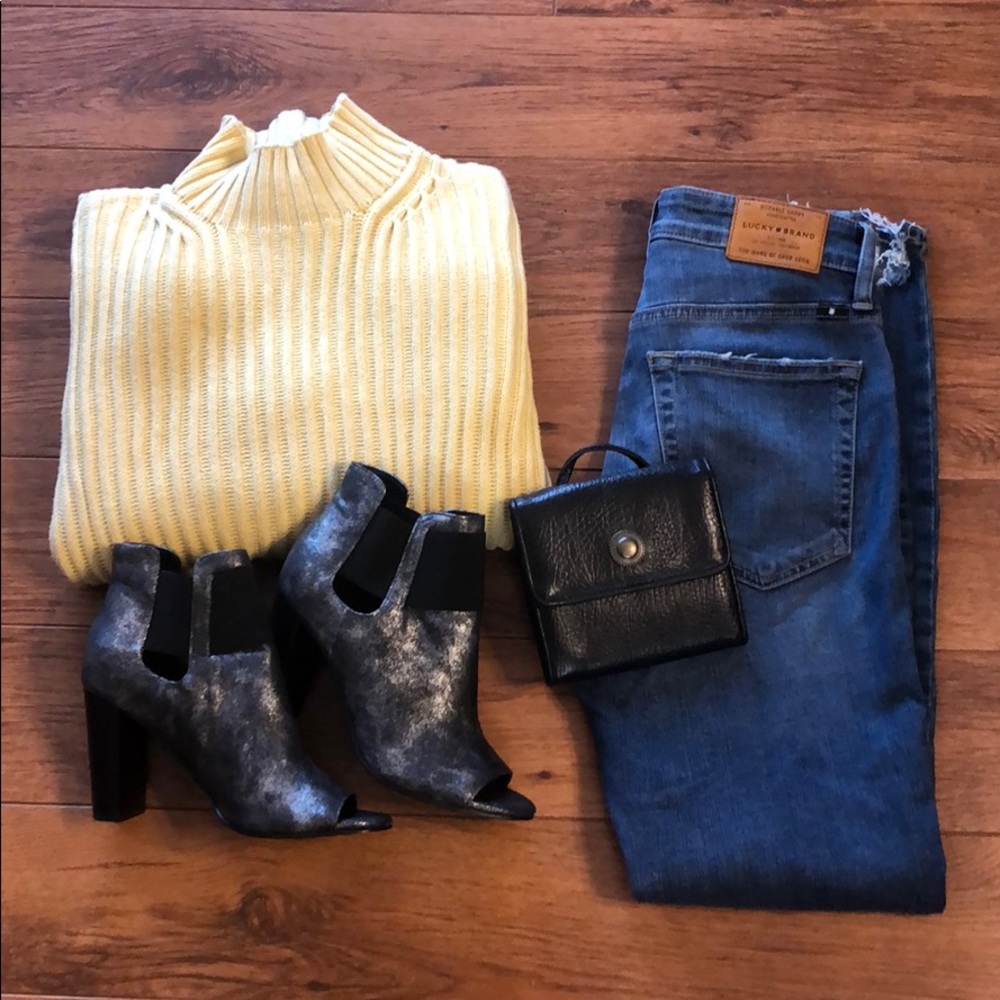 lemon yellow mockneck sweater